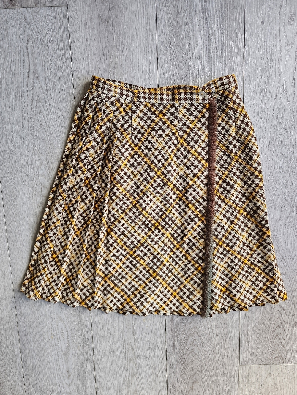 Vintage Casualaire Montreal Wool Houndstooth Pleated Academia Skirt, XXS‎ / XS